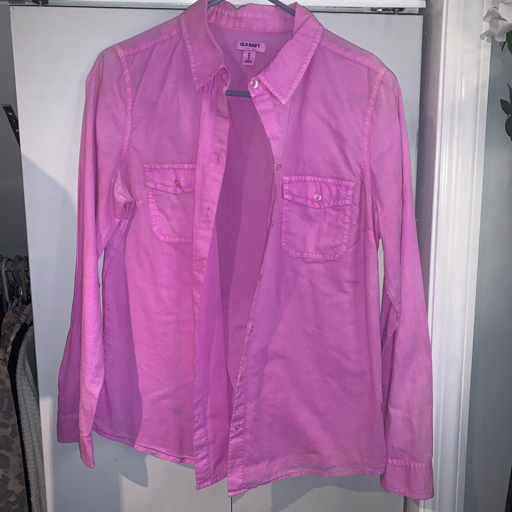 Old Navy Long Sleeve Fuchsia Pink Button Up shirt